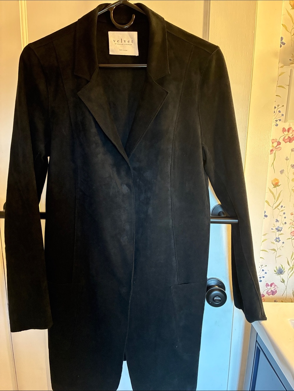 Velvet Black Suede Longline Blazer